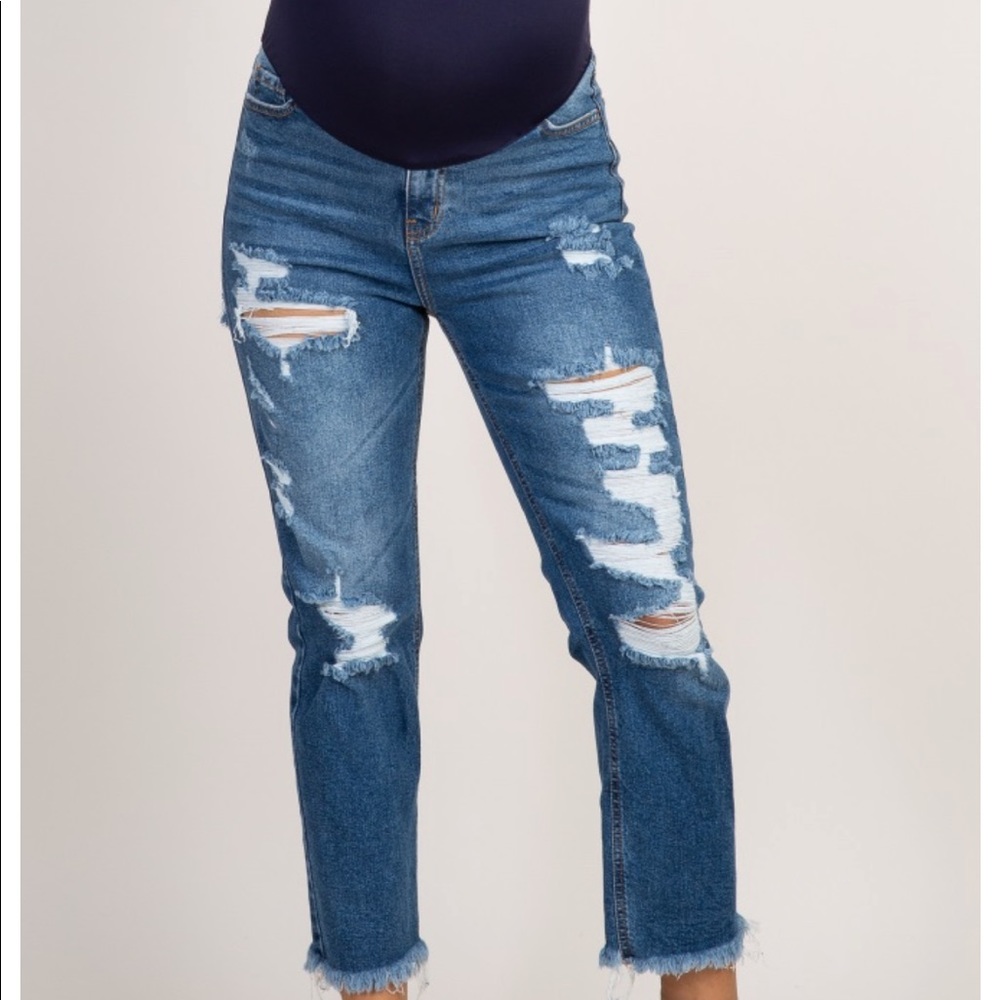 NWT pinkblush maternity distressed cropped jeans